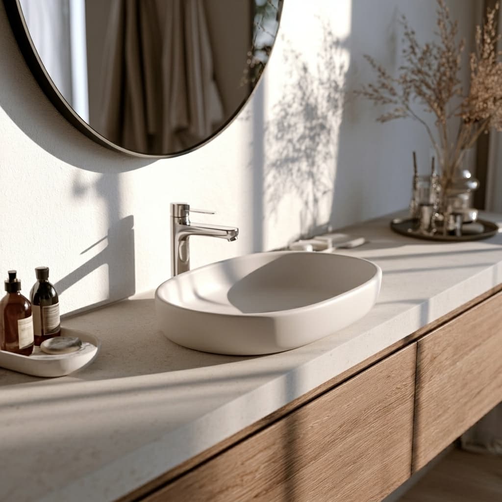 HydroCleanX cleaned bathroom sink and vanity
